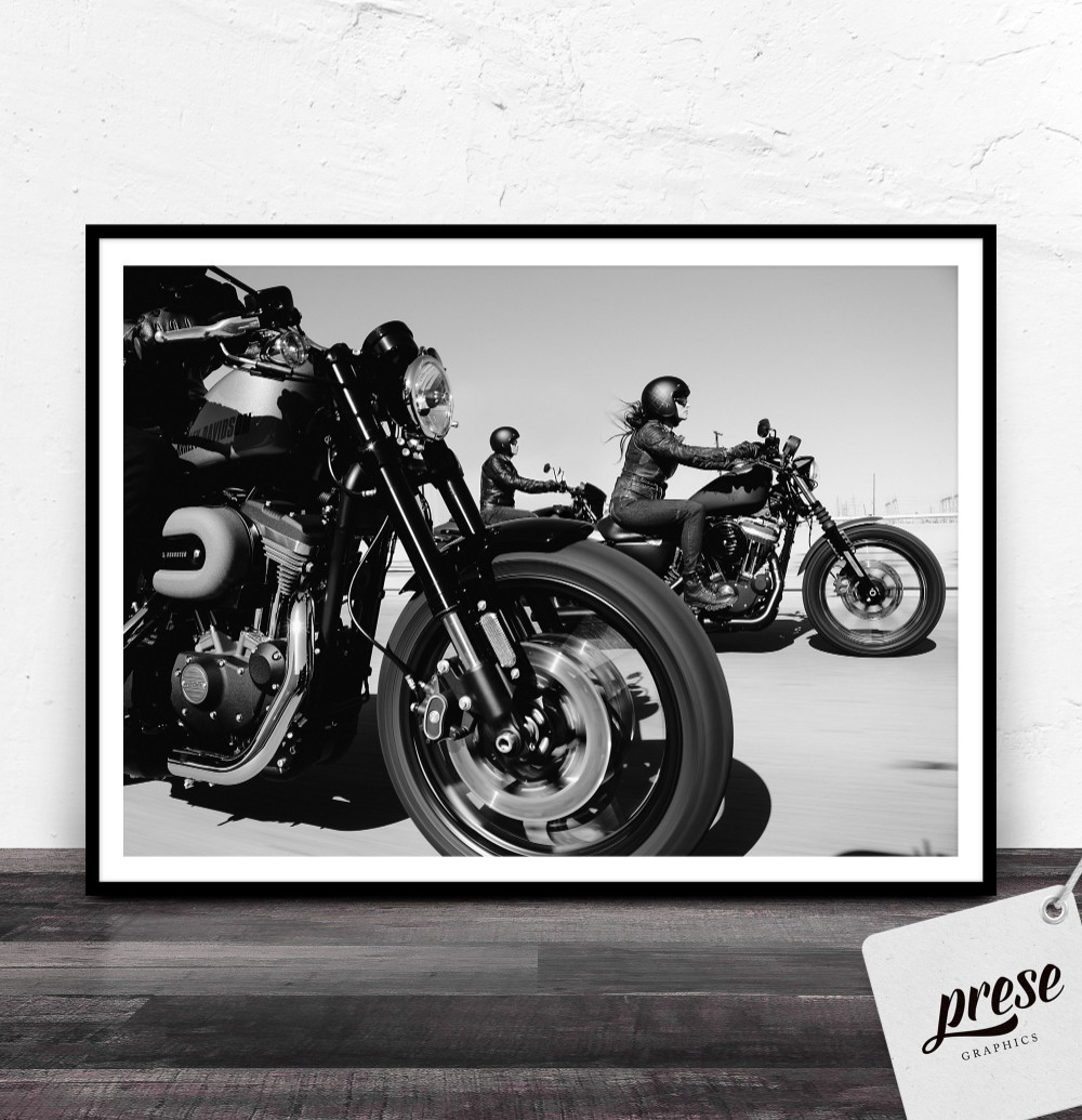 ハーレーダビッドソン■歴代バイクイラスト額入りポスター■壁掛け◎■大型106cm