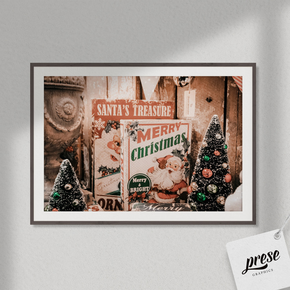 暖かな冬の訪れを彩るクリスマス雑貨・アートポスター『サンタの宝物』クリスマスポスター 3枚目の画像