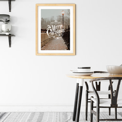 × 雪が舞うレンガ道に灯る街灯、トワイライト 4枚目の画像