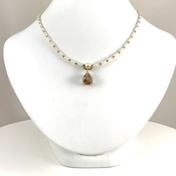 ゴールドルチルクォーツ&本真珠のネックレス 3枚目の画像
