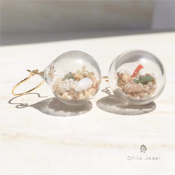 Ocean Bubble〜ガラス玉ビーチピアス14mm〜 1枚目の画像