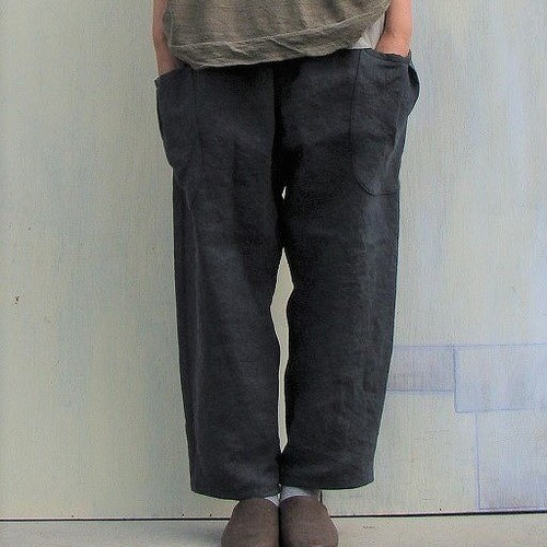 だぼパンツ*ベルギーリネン*チャコール ロングパンツ 小菊 通販