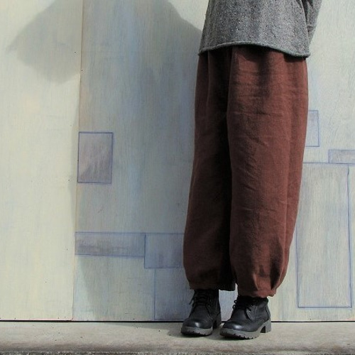 秋冬リネン*もんぺパンツ*ブラウン ロングパンツ 小菊 通販 5195052