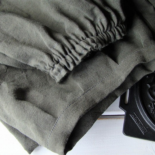 ベルギーリネンのもんぺ*カーキ ロングパンツ 小菊 通販｜Creema  