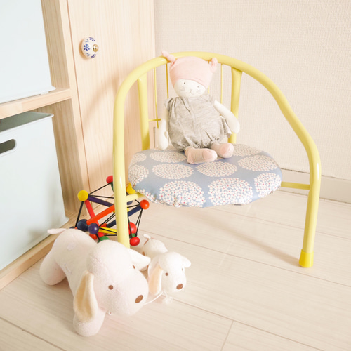 豆椅子カバー 北欧柄 サークルフラワー サックス《防水ラミネート