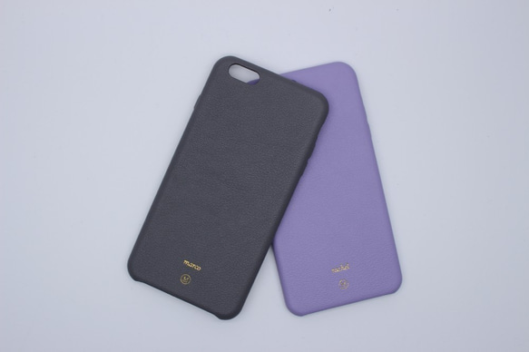 客製化多色真皮革系列馬卡龍夢幻色彩粉紫色iPhone手機殼 第6張的照片