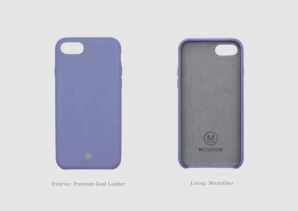 客製化多色真皮小羊皮系列馬卡龍夢幻色彩紫色iPhone手機殼 第2張的照片