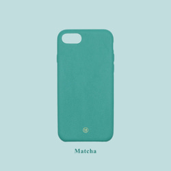 客製化多色真皮革馬卡龍夢幻色彩綠色抹茶iPhone手機殼 第1張的照片