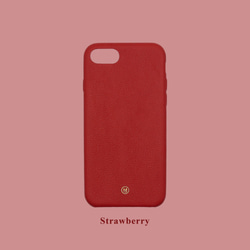 客製化多色真皮馬卡龍夢幻色彩紅色皮革iPhone手機殼 第1張的照片