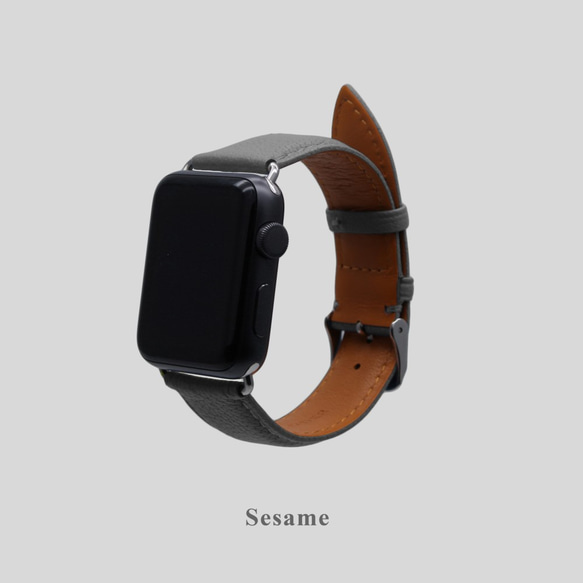 多色真皮革山羊皮系列馬卡龍夢幻灰色蘋果手錶Apple Watch錶帶 第2張的照片