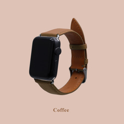 多色真皮革山羊皮系列馬卡龍夢幻咖啡色蘋果手錶Apple Watch錶帶 第2張的照片