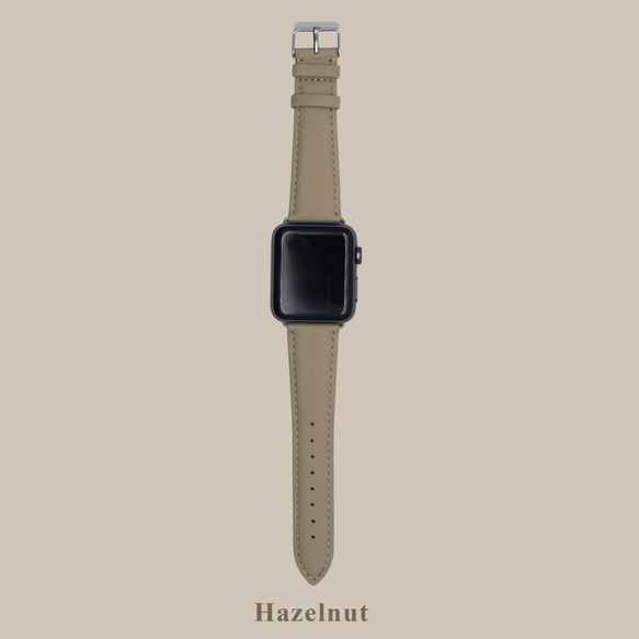 多色真皮革山羊皮系列馬卡龍夢幻榛子駝色蘋果手錶Apple Watch錶帶 第3張的照片