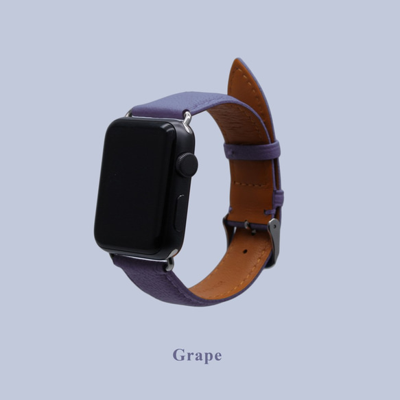 多色真皮革山羊皮系列馬卡龍夢幻紫色蘋果手錶Apple Watch錶帶 第2張的照片