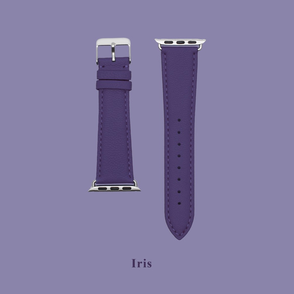 多色真皮革山羊皮系列馬卡龍夢幻深紫色蘋果手錶Apple Watch錶帶 第1張的照片