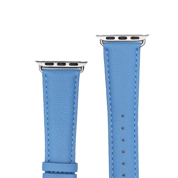 多色真皮革山羊皮系列馬卡龍夢幻彩藍色蘋果手錶Apple Watch錶帶 第4張的照片