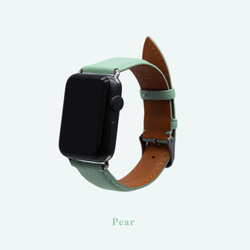 多色真皮革山羊皮系列馬卡龍夢幻粉綠色蘋果手錶Apple Watch錶帶 第2張的照片