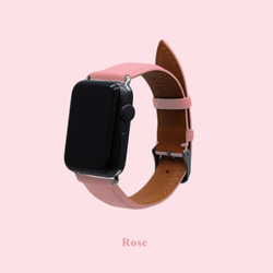 多色真皮革山羊皮系列馬卡龍夢幻粉紅色蘋果手錶Apple Watch錶帶 第2張的照片