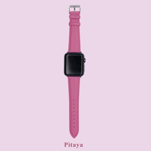 多色真皮革山羊皮系列馬卡龍夢幻桃紅色蘋果手錶Apple Watch錶帶 第3張的照片