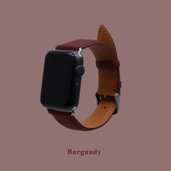 多色真皮革山羊皮系列馬卡龍夢幻酒紅色蘋果手錶Apple Watch錶帶 第2張的照片