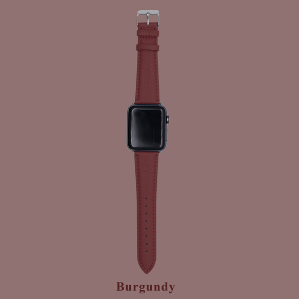 多色真皮革山羊皮系列馬卡龍夢幻酒紅色蘋果手錶Apple Watch錶帶 第3張的照片