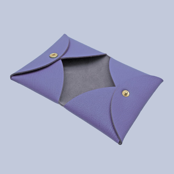 多色真皮革山羊皮系列馬卡龍夢幻色彩紫色雙層卡片套 第3張的照片