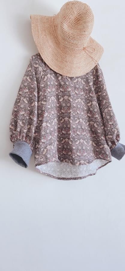 モリス & コープリント ダブルガーゼ いちご泥棒 バルーン袖　ブラウス