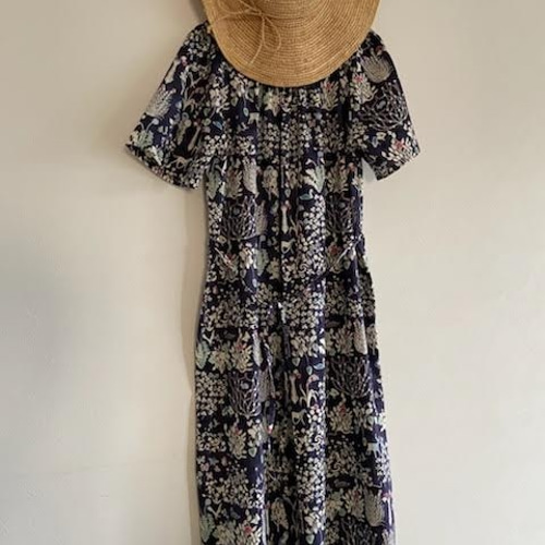リバティ Yoshie ネイビー ワンピース ワンピース fuki18e 通販