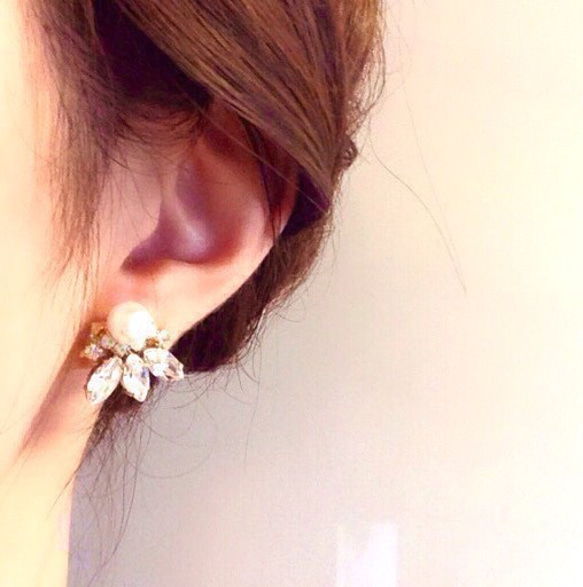 珍珠亮片 bijoux 耳環耳環 第2張的照片