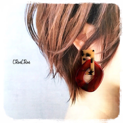 pierce/earring♡レオパード柄大ぶりピアス イヤリング 赤 レッド 1枚目の画像