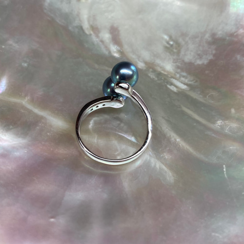 SV925】ダブル ブルーグレーパール リング（6-7mm）あこや真珠 指輪 ...