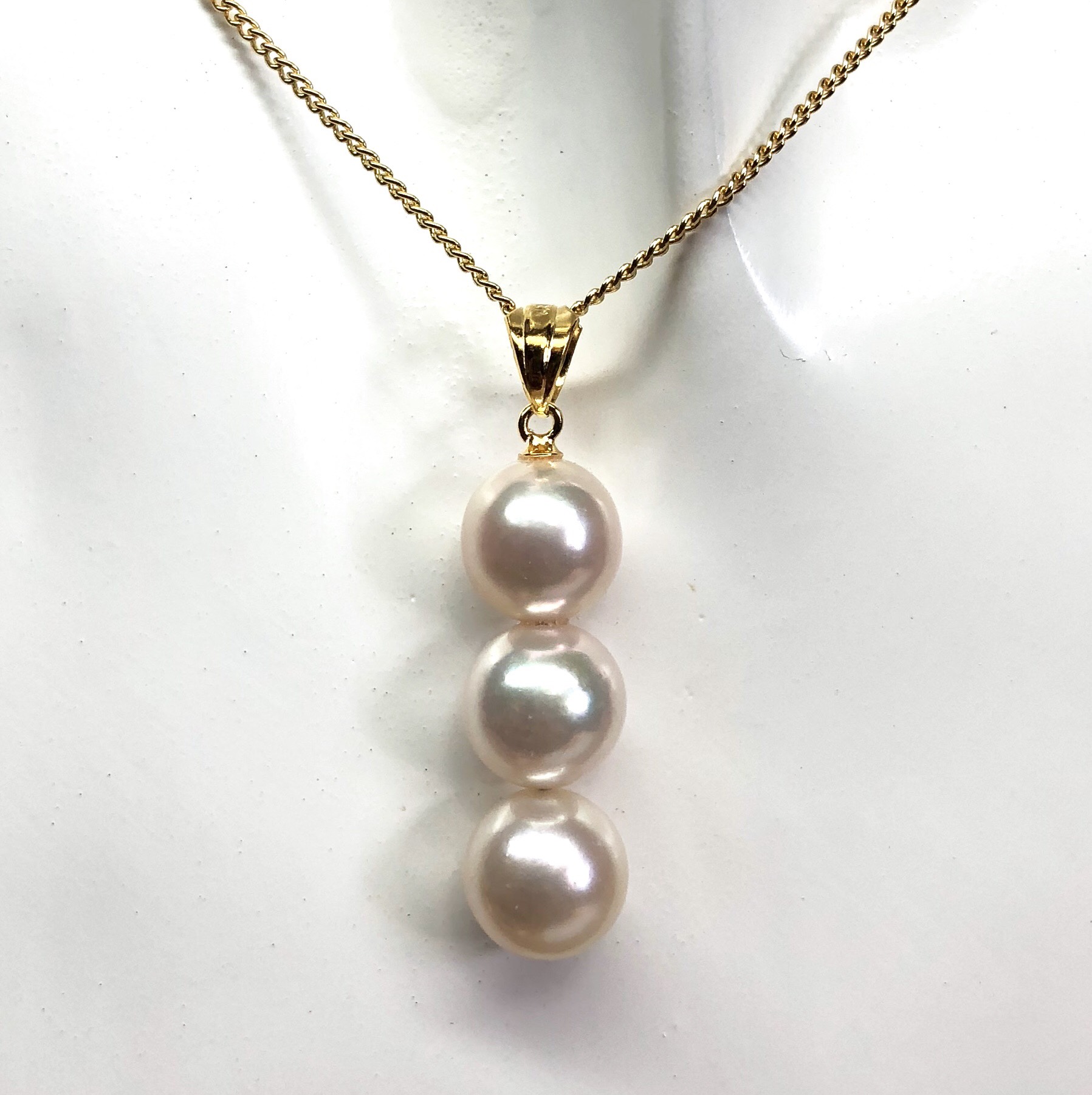 【SV925】3連 パール ネックレス ペンダント（アコヤ本真珠）