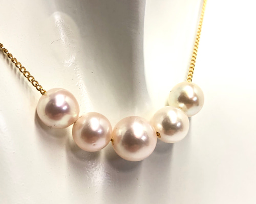 SV925】5連 パール ネックレス（8mm+9mm・アコヤ真珠) ネックレス