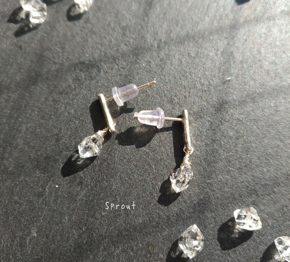 Silverとハーキマーダイヤモンドのピアス 5枚目の画像