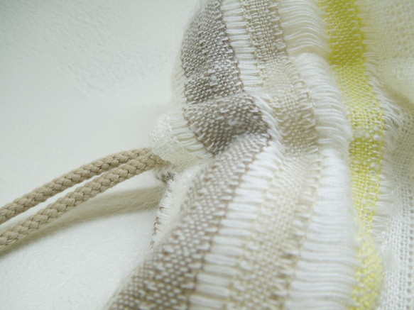 懐かしのケースメント・こっくりカラーでレトロ・ポップな大きめ巾着:受注製作です 5枚目の画像