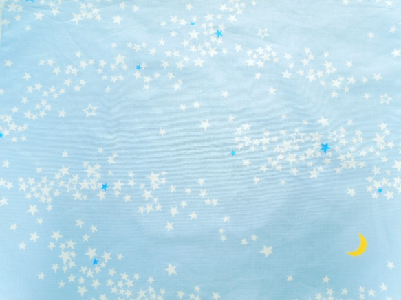 受注製作：星がたくさん&三日月・水色ランチマットと給食袋（巾着袋）セット 2枚目の画像