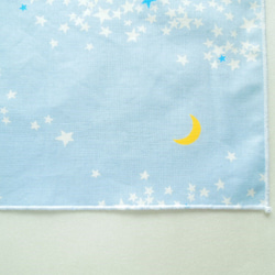 受注製作：星がたくさん&三日月・水色ランチマットと給食袋（巾着袋）セット 3枚目の画像