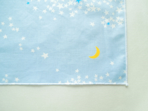 受注製作：星がたくさん&三日月・水色ランチマットと給食袋（巾着袋）セット 3枚目の画像