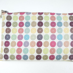 カラフル・ドット☆ふっくら織り模様のフラットポーチ:受注製作です 10枚目の画像