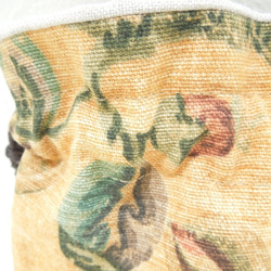 コットンリネンのボタニカルな巾着ポーチ：マスタード 8枚目の画像