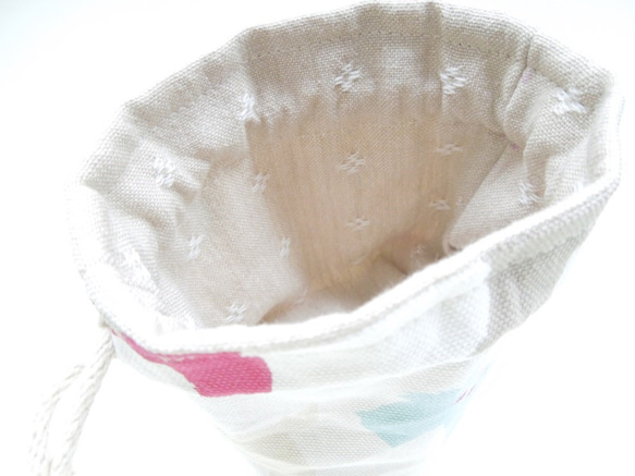 コットンのこきんちゃん☆フラワーテリアの小さい巾着ポーチ:受注製作です 4枚目の画像
