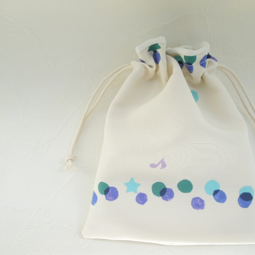 【オーダー品】給食袋　巾着袋　ユニコーン　水玉　ドット オーダー品】給食袋 巾着袋 ユニコーン 水玉 ドット