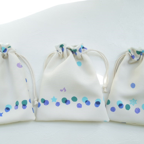 オーダー品】給食袋 巾着袋 ユニコーン 水玉 ドット オーダー品】給食