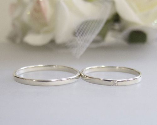 【未使用】プラチナ900 結婚指輪ペアセット プラチナ900 ダイヤモンド0.01ct ペアリングセット honnete PT8011P
