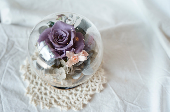 嫣紫 永生花玻璃罩 免費客製 畢業禮物 情人節禮物 生日禮物 第2張的照片