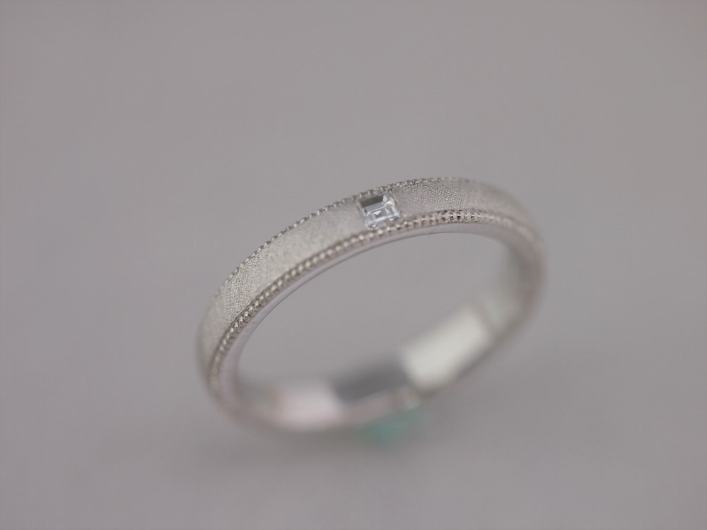 Pt950 ダイヤ ミル打ち リング