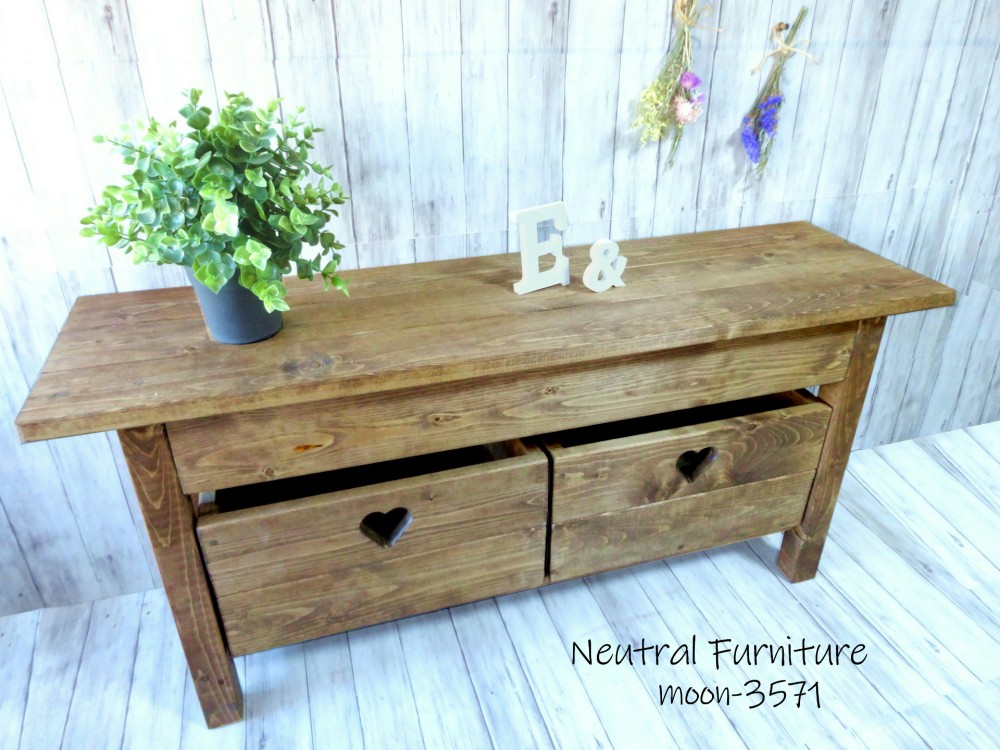 ２人掛けベンチ ハートボックス (チーク色)