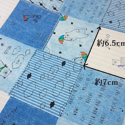 【10％OFF SALE】【オックス生地】パッチ柄｜くまの演奏会|デニム風（LB)/きゅるる 綿 布　50cm単位 5枚目の画像