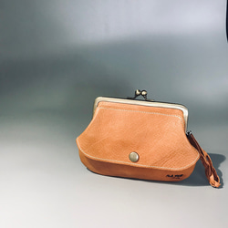 アンティーク がま口 財布 銀製 口金 根付 口金式 国産金具 牛革