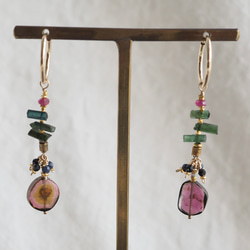 Anahita 〈pierce〉 ：watermelon tourmaline L  hoop 4枚目の画像