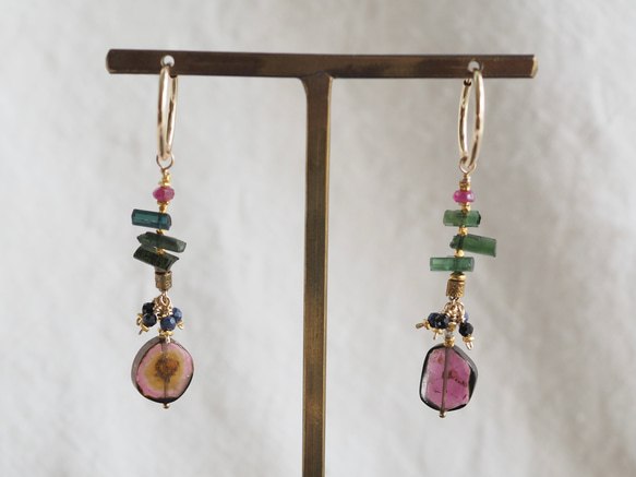 Anahita 〈pierce〉 ：watermelon tourmaline L  hoop 4枚目の画像